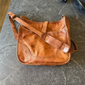 Vintage Tan Leather Crossbody Bag